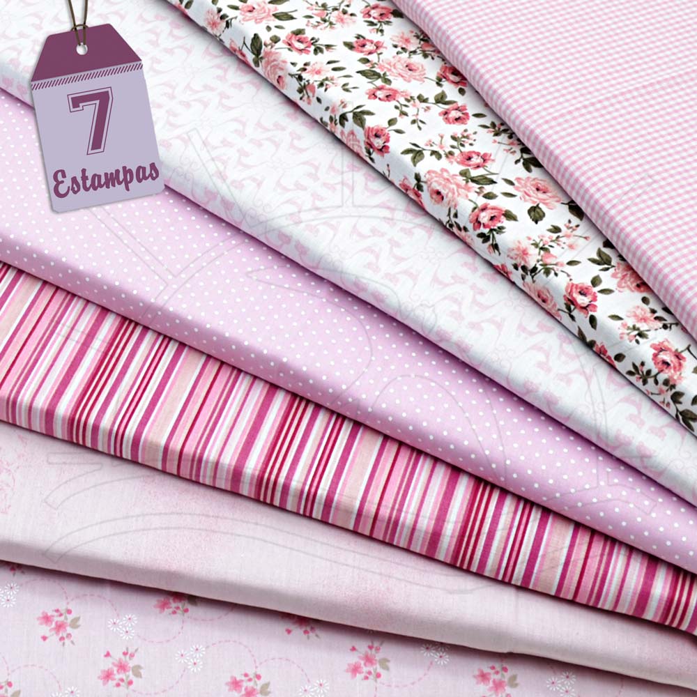 Kit de Tecido Rosa (30x70) 7 Estampas