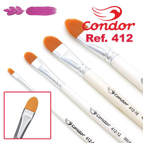 Pincel Condor Profissional 412 Sintético Toray Dourado - Linha de Gato