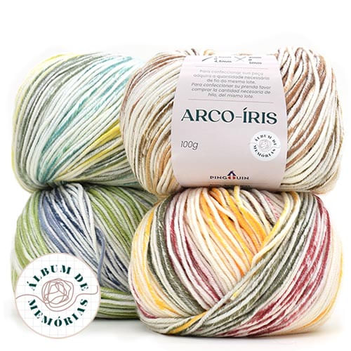 Fio Arco-Íris Pingouin 100g - Coleção Álbum de Memórias