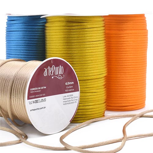 Cordão de Cetim Rabo de Rato 4mm 100 Metros - artePunto