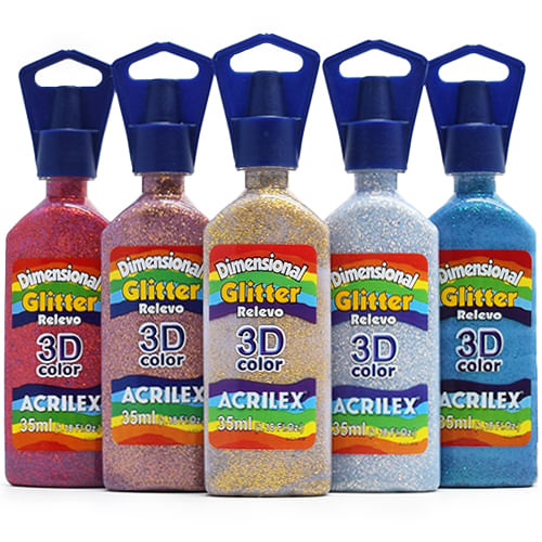 Tinta Dimensional Glitter Relevo 3D Acrilex 35ml