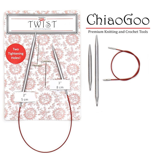 Kit de Agulhas Circulares Intercambiáveis para Tricô Twist Short Combo Finas - Chiaogoo