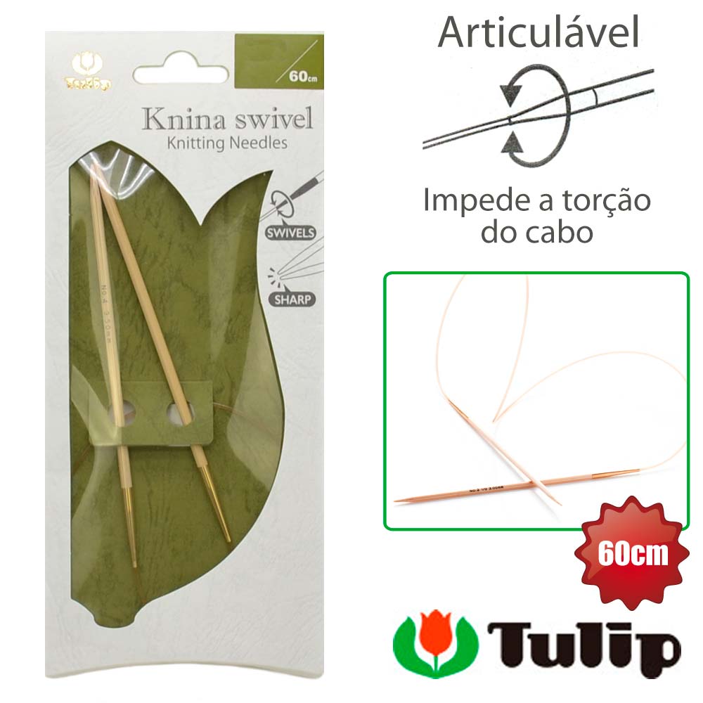 Agulha Circular Tulip Knina Swivel Bambu 60cm