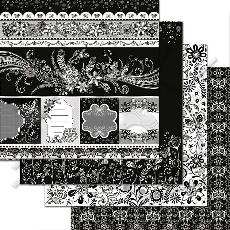 Folha para Scrapbook Dupla Face - Floral PB