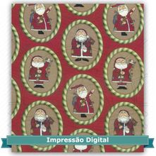 Tecido Estampado para Patchwork - Papai Noel Oval DN002 (0,50x1,40)