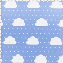 Tecido Estampado para Patchwork - Nuvens Pequenas Com Poá Azul Cor 02 (0,50x1,40)