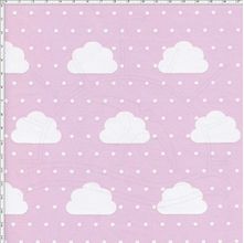 Tecido Estampado para Patchwork - Nuvens Pequenas Com Poá Rosa Cor 01 (0,50x1,40)