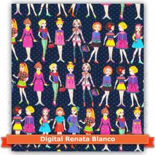 Tecido Estampado para Patchwork - Renata Blanco  Amigas (0,50x1,40)