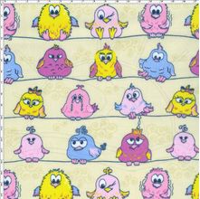 Tecido Estampado para Patchwork - 20221 Passarinhos Coloridos Creme Cor 02 (0,50x1,40)