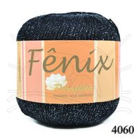 Linha Fênix 100g - Viscose com Fio Metálico 4060 - preto/lurex preto