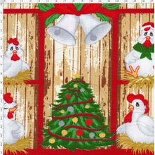 Tecido Estampado para Patchwork - Natal 22641 Galinhas Natalinhas Cor 01 Verde (0,60x1,40)