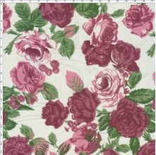 Tecido Estampado para Patchwork - Flores Rosa Antigo (0,50x1,40)