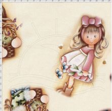 Tecido Estampado para Patchwork - Mariana Fundo Bege Cor 01 (0,50x1,40)