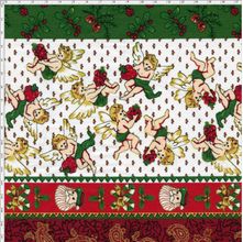 Tecido Estampado para Patchwork - Natal Barrado Faixas Cardeal Anjos C01 (0,50x1,40)