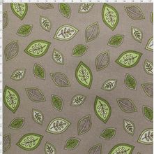 Tecido Estampado para Patchwork - Folhas Verdes Em Fundo Marrom T04306 (0,50x1,40)