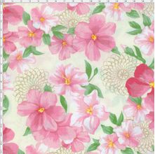 Tecido Estampado para Patchwork - Mirella Floral Renda Bege 03 (0,50x1,40)