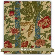 Tecido Estampado para Patchwork - Rosas Delicadas Listras Azuis (0,50x1,10)