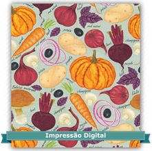 Tecido Estampado para Patchwork - Legumes Vegetal Cor 02 (0,50x1,40)