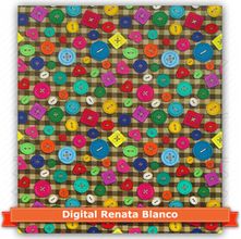 Tecido Estampado para Patchwork - Renata Blanco Boton (0,50x1,40)