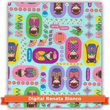 Tecido Estampado para Patchwork - Renata Blanco Kokeshis (0,50x1,40)