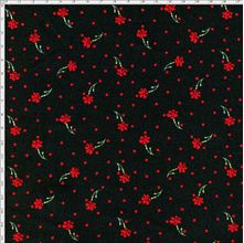 Tecido Estampado para Patchwork -  Flor Compose Crisante Preto e Vermelho Cor 01 (0,50x1,40)