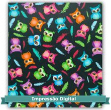 Tecido Estampado para Patchwork - Corujas com Penas Digital D057 (0,50x1,40)