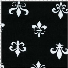 Tecido Estampado para Patchwork - Flor de Lis Grande Fd Preto 02 (0,50x1,40)