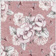 Tecido Estampado para Patchwork - Digital Bouquet Grande Rose Hexagonos (0,50x1,40)