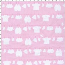 Tecido Estampado para Patchwork - VG009 Varal Rosa Cor 03 (0,50x1,40)