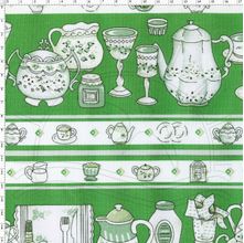 Tecido Estampado para Patchwork - 30089 Barrado Talheres - Verde Cor 07 (0,50x1,40)