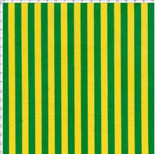 Tecido Estampado para Patchwork - 50033 Listrado Médio Verde e Amarelo Cor 41 (0,50x1,40)