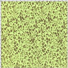 Tecido Estampado Para Patchwork - Composê Florais Verde Pistache com Marrom Cor 1580 (0,50X1,40)