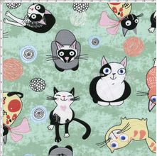 Tecido Estampado Para Patchwork - Gatinhos 327999 Cor 130 (0,50X1,40)