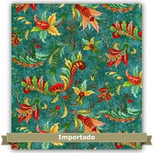 Tecido Estampado para Patchwork - Primavera Francesa Mista Fundo Verde (0,50x1,10)