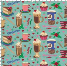 Tecido Estampado para Patchwork - RB020 Galles FM Coffe Verde Cor 02 (0,50x1,40)