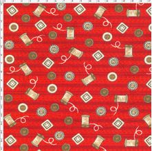 Tecido Estampado para Patchwork - DB116 Sewing Toss Red C01 (0,50x1,40)