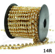 Corrente de Strass Cristal Ouro Nº 14 - 10 Metros