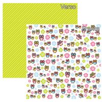 Folha para Scrapbook Dupla Face - Corujas Coloridas Flores