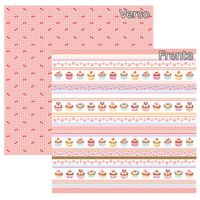 Folha para Scrapbook Dupla Face - Cupcake Glamour Faixas