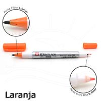 Caneta Ident Pen Sakura Permanente 2 Pontas Laranja