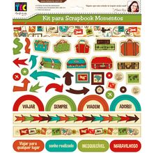 Kit para Scrapbook Momentos by Flavia Terzi - Viagem