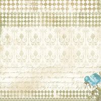 Folha para Scrapbook - Vintage Turquesa Rosas