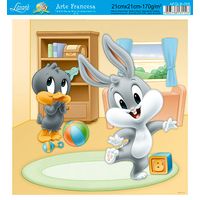 Papel para Arte Francesa Quadrado Looney Tunes Baby 21 x 21cm Afqlb - 005