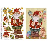 Papel Decoupage 3D c/ Hot Stamping Natal  22,8 x 30,8cm Dh3n - 001 papai noel