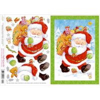 Papel Decoupage 3D c/ Hot Stamping Natal  22,8 x 30,8cm Dh3n - 003 papai noel / saco presentes