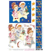 Papel Decoupage 3D c/ Hot Stamping Natal  22,8 x 30,8cm Dh3n - 007 casal / estrela