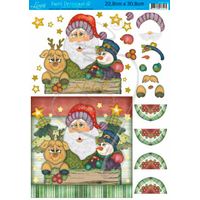 Papel Decoupage 3D c/ Hot Stamping Natal  22,8 x 30,8cm Dh3n - 009 papai noel / henna / boneco