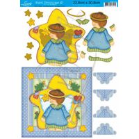 Papel Decoupage 3D c/ Hot Stamping Natal  22,8 x 30,8cm Dh3n - 010 anjo / estrela