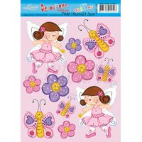 Papel Decoupage Adesivo com Glitter 15 x 21,3cm 008 - menina/fada
