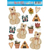 Papel Decoupage Adesivo com Glitter 15 x 21,3cm 014 - urso